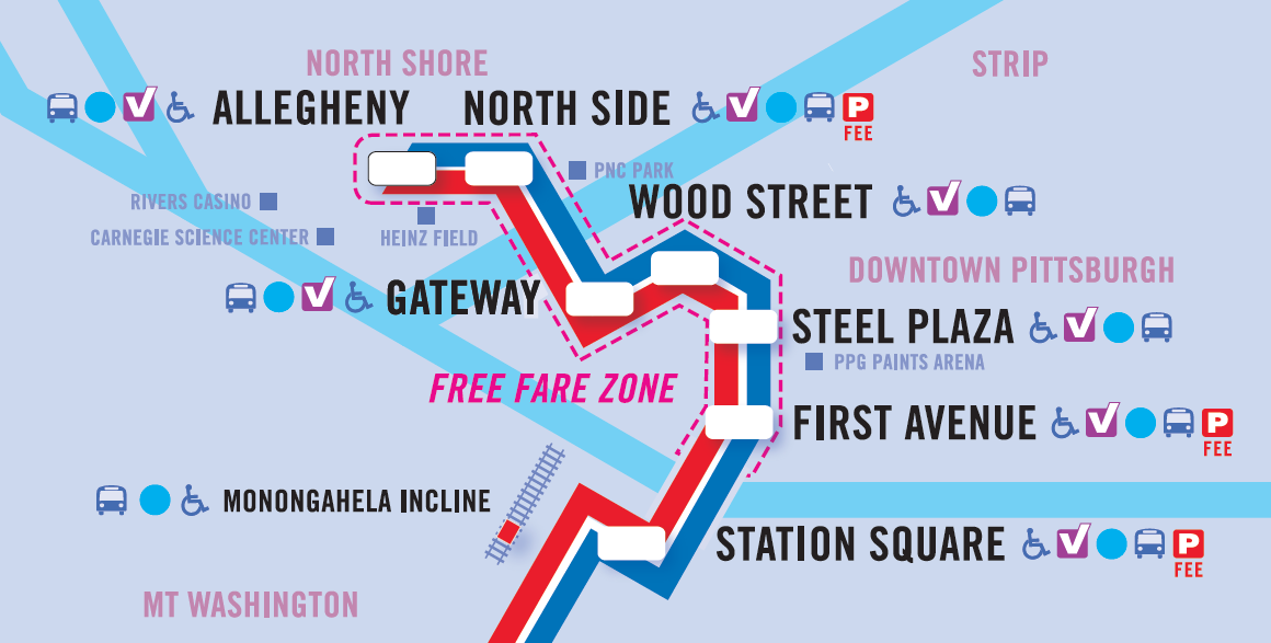 Free fare zone map